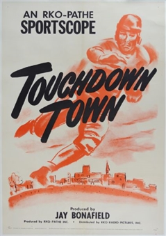 1952 "Touchdown Town" One Sheet Football Movie Poster (Linen Backed)